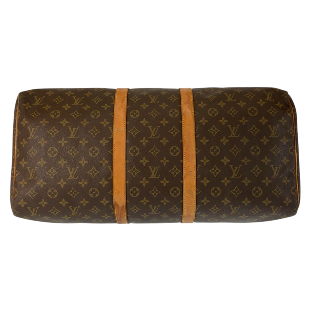 LOUIS VUITTON Brown Monogram Leather Keepall 55 Boston Bag - Picture 10 of 10